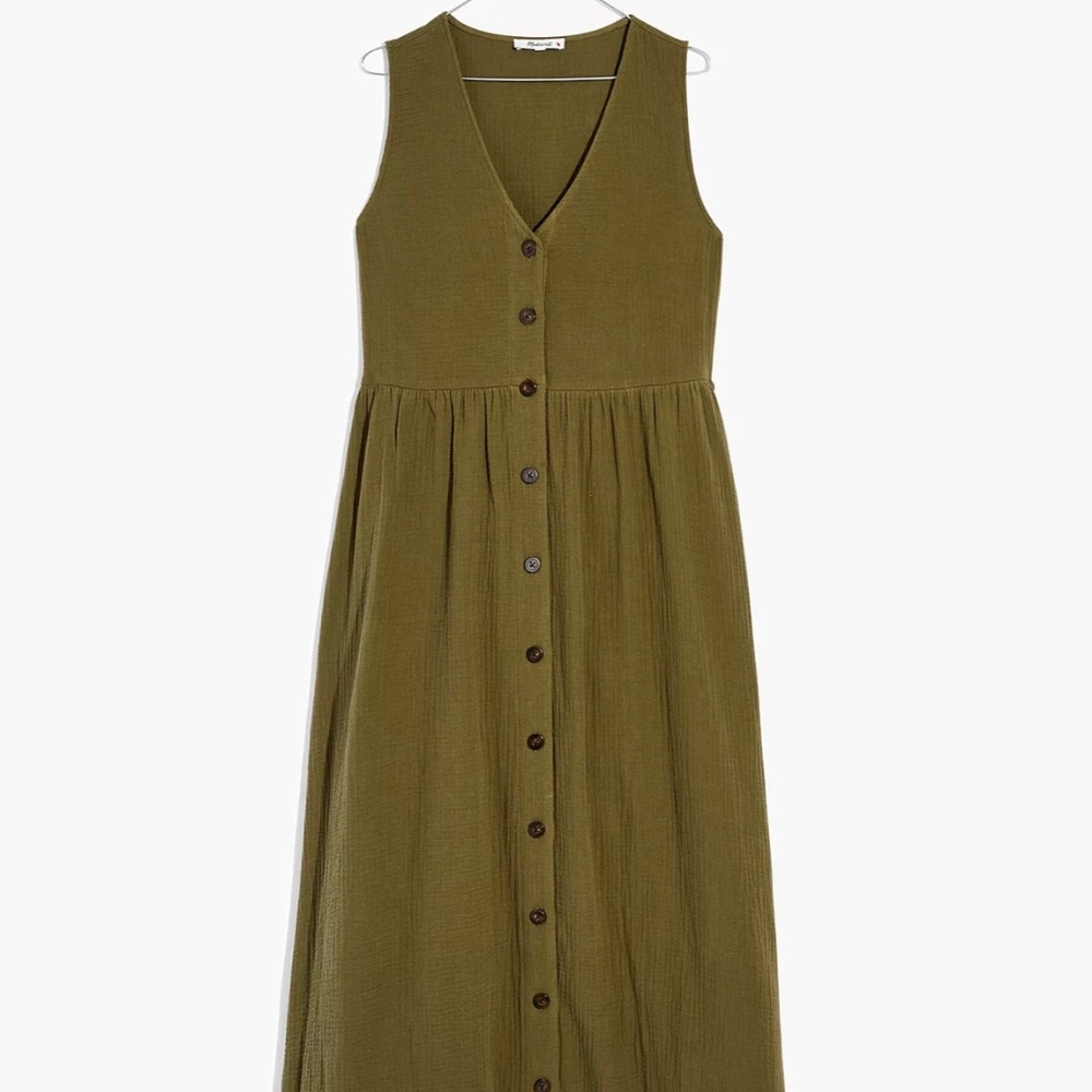 Madewell lightspun button-front tank midi dress